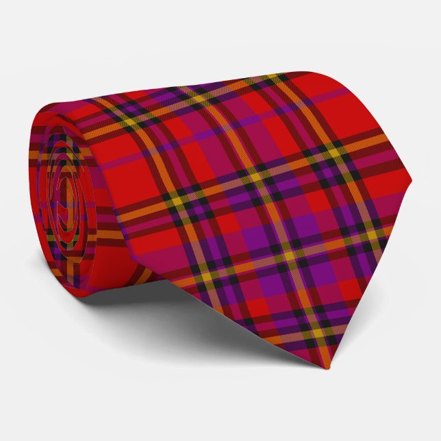 Corbata Escocia Tartan Check Tie Red Purple (Enrollado)