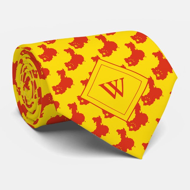 Corbata Escritura cristiana de CHINA Monograma amarillo (Enrollado)