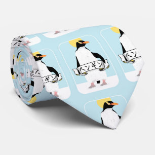 Corbata Escritura pingüino japonesa que lee el pingüino