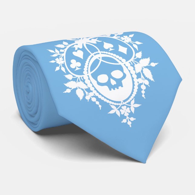 Corbata Escudo azul con calavera y trajes de cuero de cuel (Enrollado)