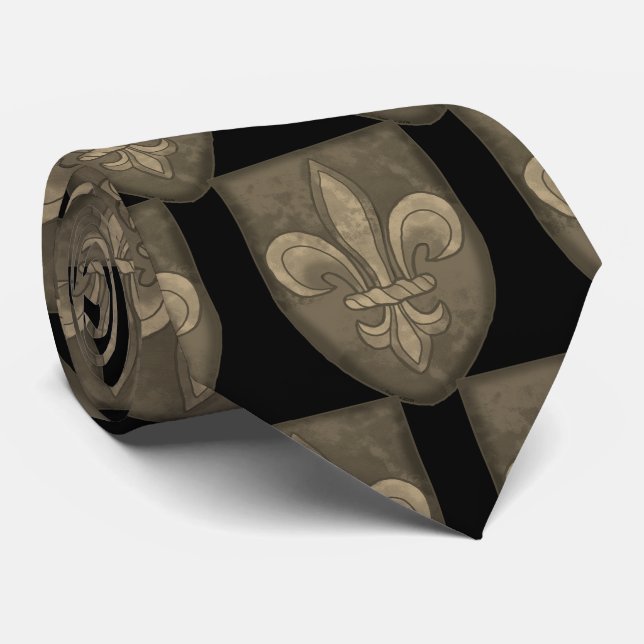 Corbata Escudo de Armas de la Familia Fleur De Lis (Enrollado)
