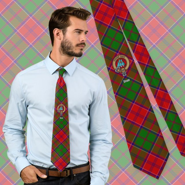 Corbata Escudo de armas del Clan Grant sobre tartán (Subido por el creador)