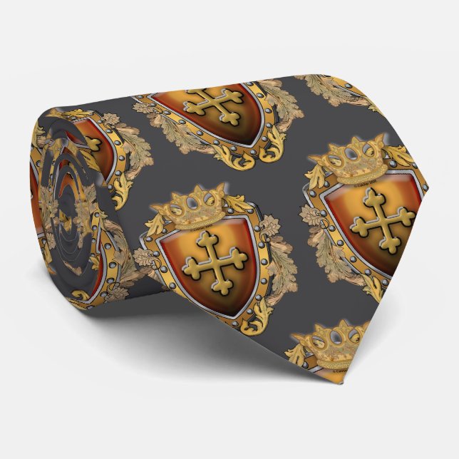Corbata Escudo de Corona Biselada (Enrollado)