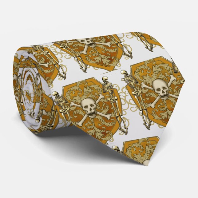 Corbata Escudo de cráneo de pirata apellido del blasón de  (Enrollado)