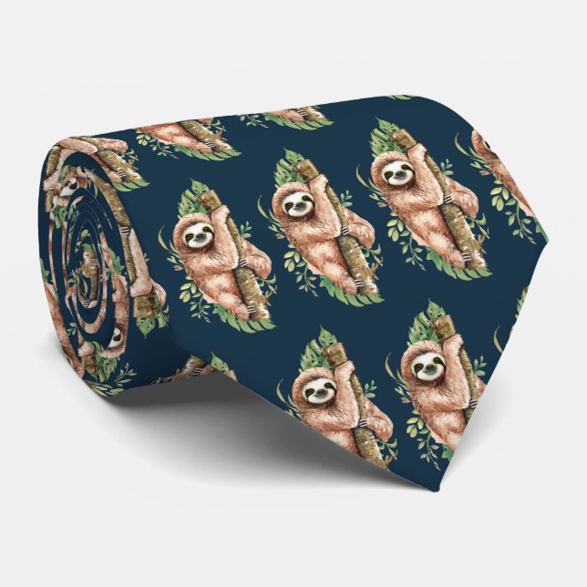 Corbata Eslora de acuarela y hojas tropicales (Enrollado)