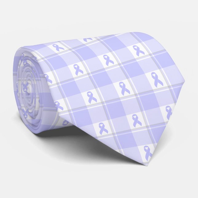 Corbata Esophageal Cancer Awareness Plaid Periwinkle (Enrollado)