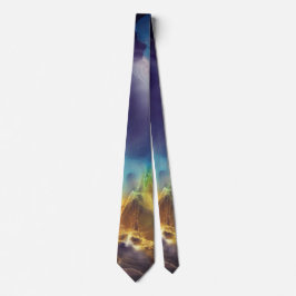 Corbata Espacio Nebula amarillo azul Alcohol Tinta arte