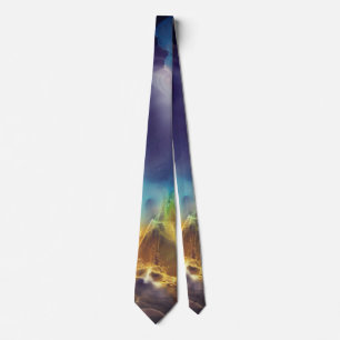 Corbata Espacio Nebula amarillo azul Alcohol Tinta arte
