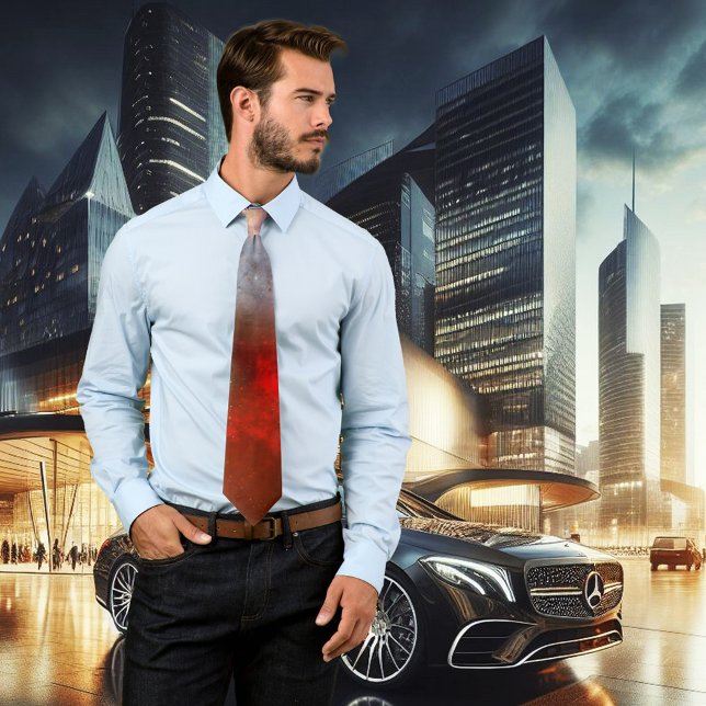Corbata Espacio rojo apasionado Resumen de arte (Tie with abstract sci-fi space art inspired by Hubble)