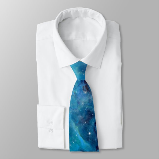 Corbata Espacio Ultraterrestre Turquesa Azul Cielo Galácti (Atado)