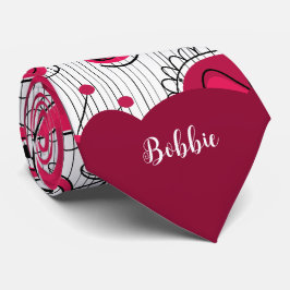 Corbata Espectaculares corazones rojos blancos flores nomb