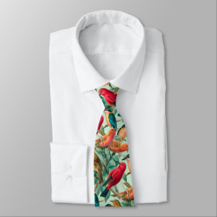 Corbata Espectáculos coloridos y patrón de hojas verdes