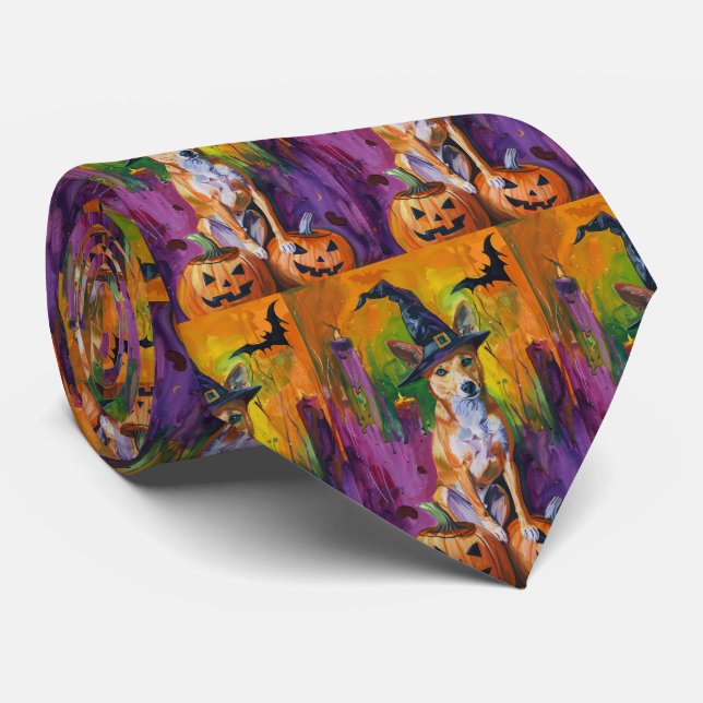 Corbata Espeluznante Bengala Y Calabaza De Halloween Basen (Enrollado)