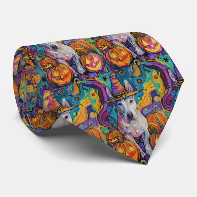 Corbata Espeluznante Bruja Y Calabaza De Halloween (Enrollado)