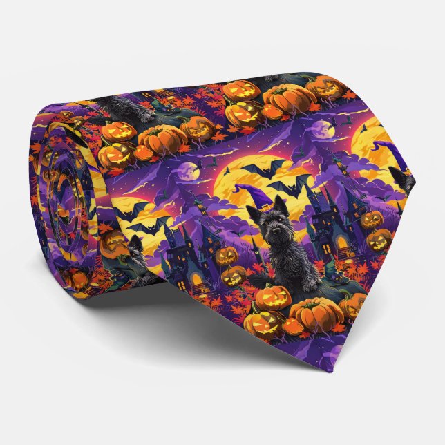 Corbata Espeluznante calabaza de bruja de Halloween (Enrollado)