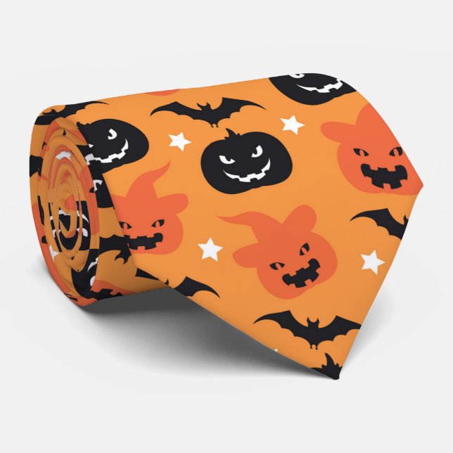 Corbata espeluznante estampado de calabazas de Halloween (Enrollado)