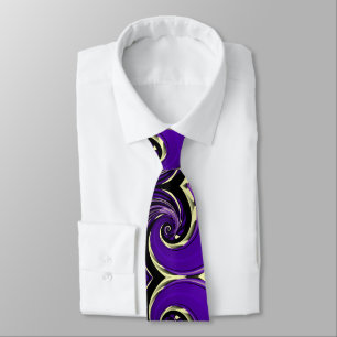 Corbata Espinado en espiral de amarillo púrpura, patrón de