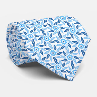 Corbata Espiral Floral Azul