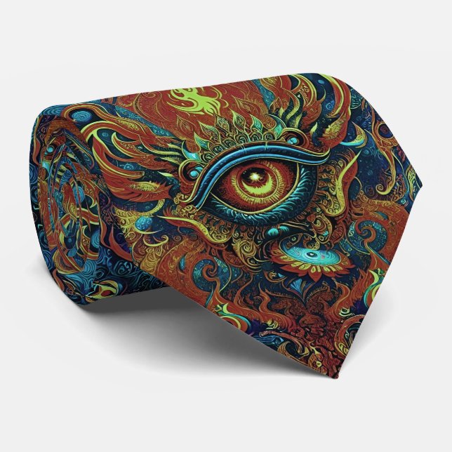 Corbata Espiritual de Arte Visionario con Ojo Flam (Enrollado)