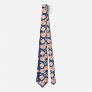 Corbata Esposo de Boda de Primavera con Estampado de Rosa