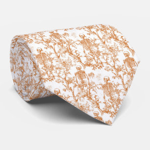 Corbata Esqueletos de Halloween Toile de Jouy Naranja Blan