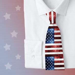 Corbata Estados Unidos bandera azul rojo brillante purpuri