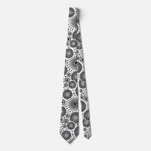 Corbata Estallido de flores geométricas modernas en blanco