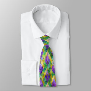 Corbata Estampa de Arlequín de Vidrio Emplomado de Mardi G