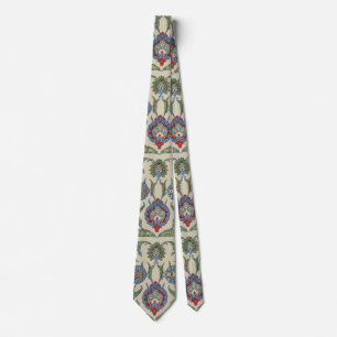 Corbata Estampa de arte floral geométrico vintage en azul 