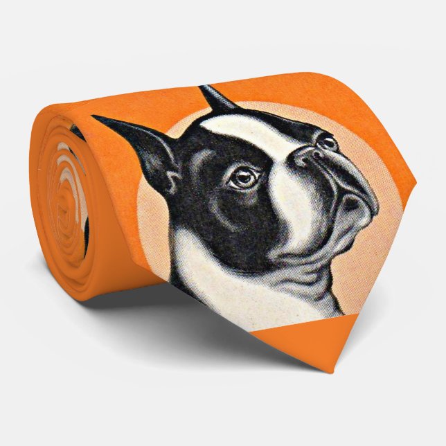 Corbata Estampa de Boston terrier  (Enrollado)