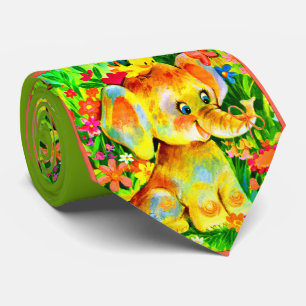 Corbata estampa de elefante bebé