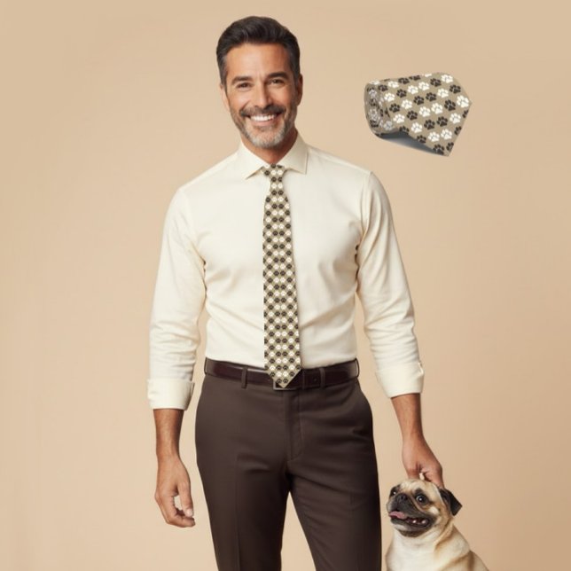 Corbata Estampa de Huella de Pata Arena Terrosa (Subido por el creador)
