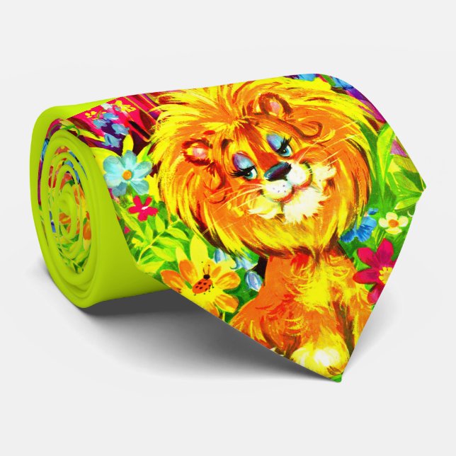 Corbata estampa de león dandy (Enrollado)