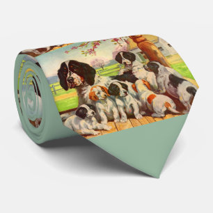 Corbata estampa de madre y cachorros Springer Spaniel