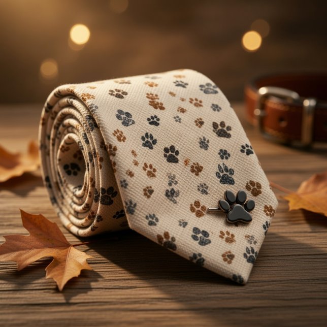 Corbata Estampa de pata beige (Subido por el creador)