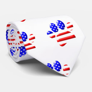 Corbata Estampa de pata de perro con bandera de EE. UU.