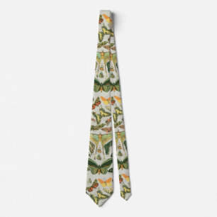 Corbata Estampa de patrón de mariposa polilla vintage
