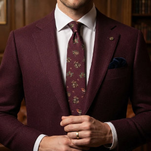 Corbata Estampa de piña de acebo de Robin de Navidad de Bo