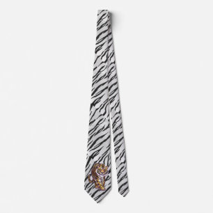 Corbata Estampa de Tigre Salvaje en Negro y Blanco