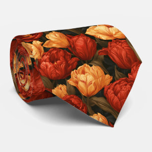 Corbata Estampa de Tulipán Padre Novio Boda Retro 