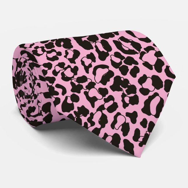 Corbata Estampado Animal Leopardo Rosa Rubor (Enrollado)