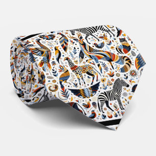 Corbata Estampado Boho Animales Africanos