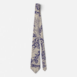 Corbata Estampado de Alhelí de William Morris Antiguo Azul