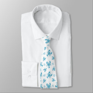 Corbata Estampado de bloque náutico de langosta rústica