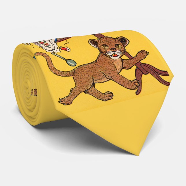 Corbata estampado de cachorro de león descuidado (Enrollado)