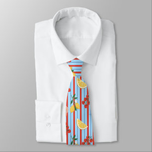 Corbata Estampado de camarones mediterráneos y cítricos