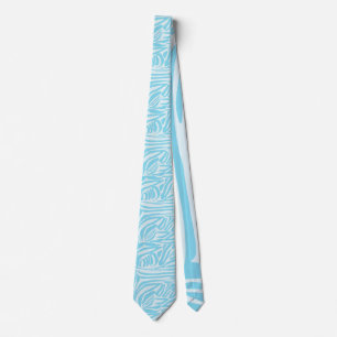 Corbata Estampado de cebra azul y blanco en negrita