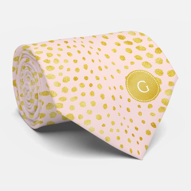 Corbata Estampado de cheetah con brillo de oro falso rosa  (Enrollado)