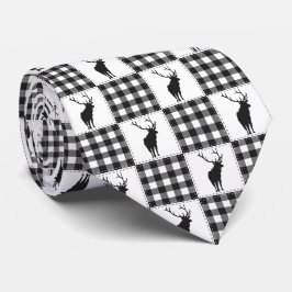 Corbata Estampado de Cuadros de Búfalo con Ciervos Bosque