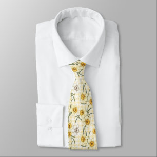 Corbata Estampado de cuadros de narcisos botánicos